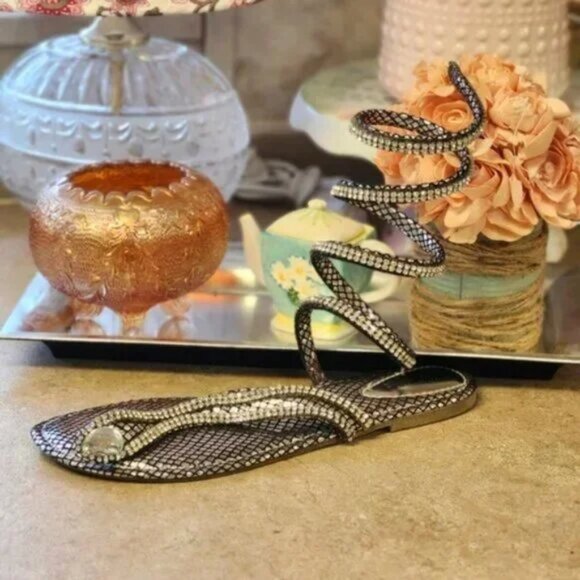 Dollhouse Rhinestone Snake Sandals - Picture 1 of 9